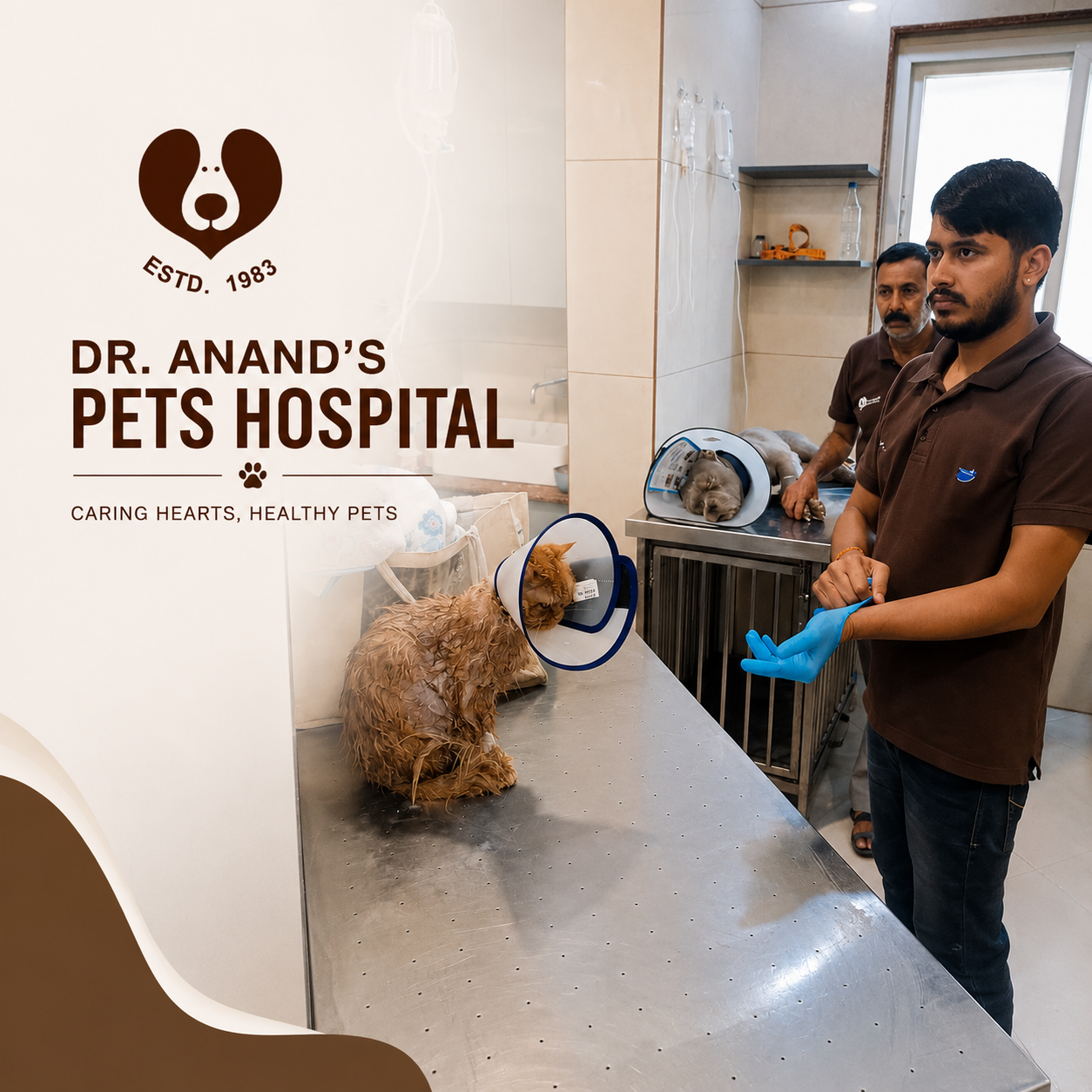 Dr. Anand's Pet Hospital with a happy dog